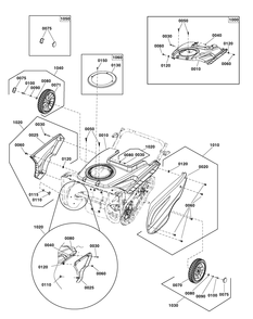 Cover And Wheel Group Diagram and Parts List for 1697294-00-1022EESSNA 2020 Briggs and Stratton Snow Blower